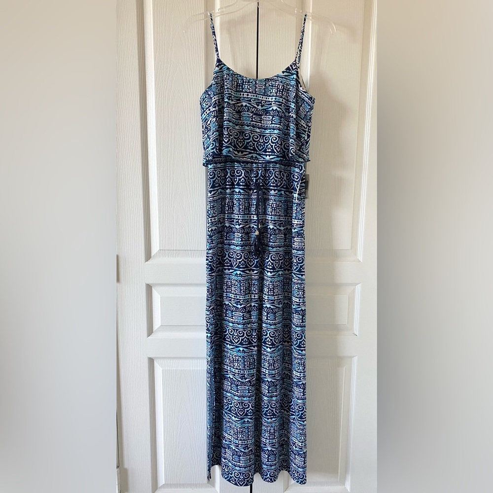 TeezeMe Printed Maxi Dress - Blue